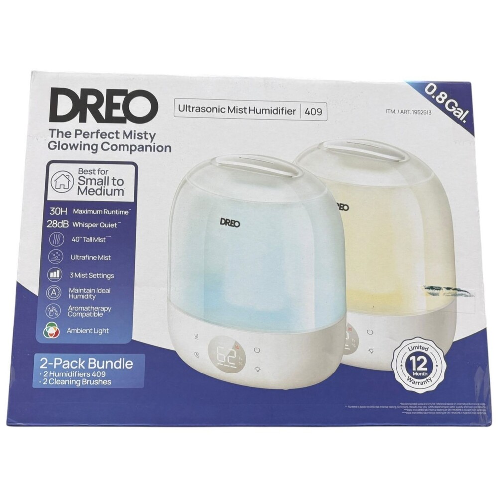 DREO Ultrasonic Cool Mist 0.8 Gal. Humidifier, 2-pack